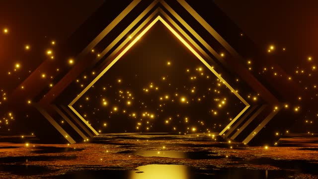 Shining Golden Particles 3D Animation for Award Abstract Background