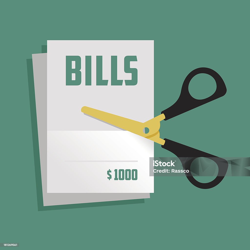 Cut bills Illustration figuratively showing the process of bills cutting Audit stock vector