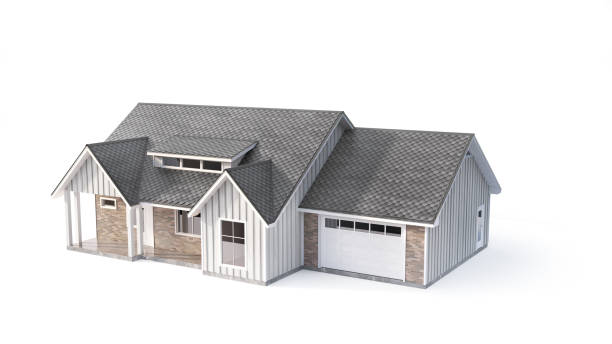 istock Unfinished frame house on a white background. 3d illustration 1812726228