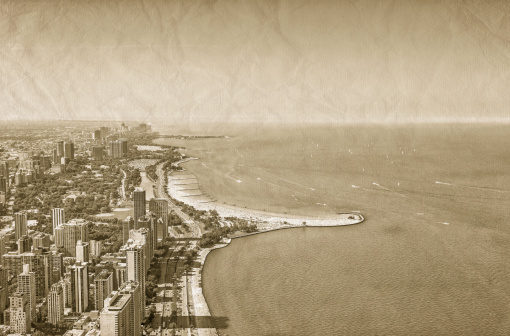 Chicago Downtown vintage aerial view