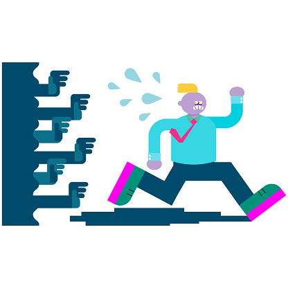 This is an illustration of a man running away from stress and daily busyness.