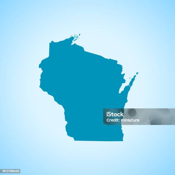 Wisconsin Map Blue Wisconsin Map Stock Illustration - Download Image Now - Abstract ...