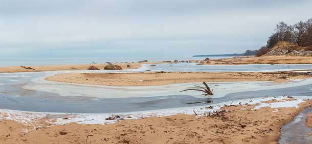 Vidzeme rocky beach on a winter morning