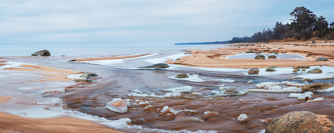 Vidzeme rocky beach on a winter morning
