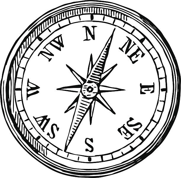 illustrazioni stock, clip art, cartoni animati e icone di tendenza di compass (compasso) - orienteering clip art compass magnet
