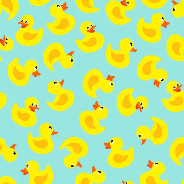 Vector illustration of Seamless yellow ducks pattern