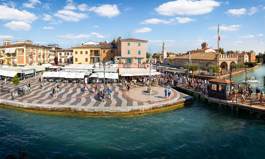 Holidays in Italy - scenic view of the tourist town of Lazise on Lake Garda