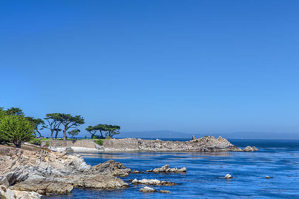 Lover's Point Park Panoramic View of Lover's Point Park in Pacific Grove, California pacific grove stock pictures, royalty-free photos & images