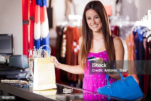 Happy Woman Paying With Credit Card Stock Photo - Download Image Now - 20-29 Years, Adult, Adults Only