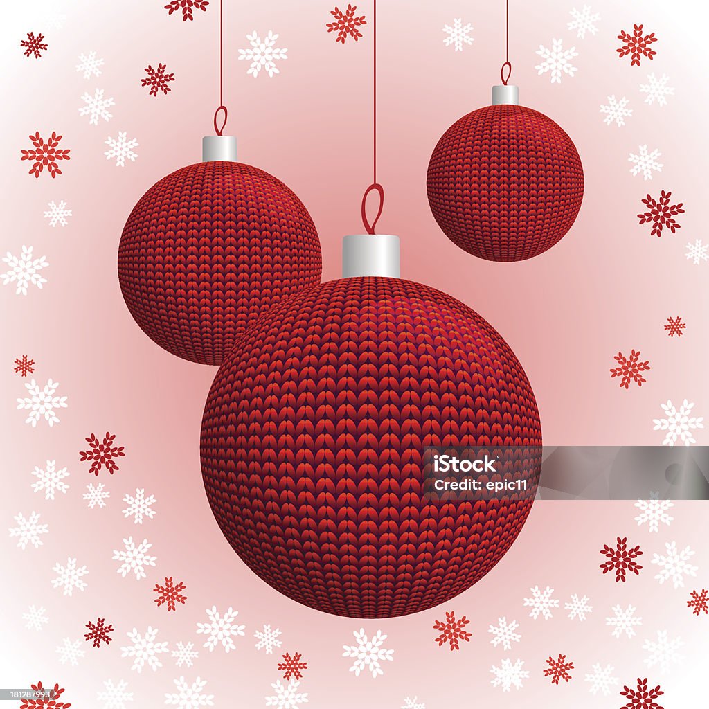 3 つのクリスマスボールは赤のニット - ウールのロイヤリティフリーベクトルアート