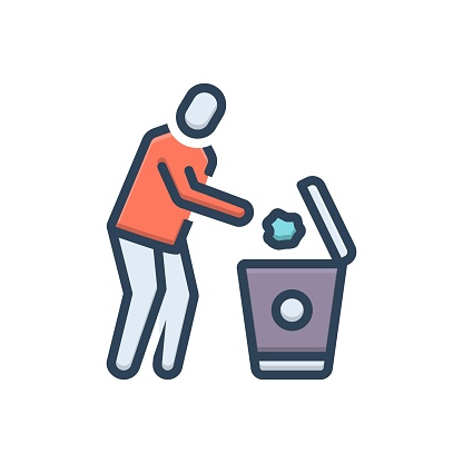 Icon for dispose, throw, paper, garbage, waste, rubbish, dustbin, trash bin, throw away, tidyman, recycle, bin