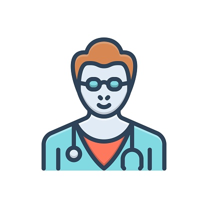 Icon for doctor, stethoscope, physician, therapeutist, surgeon, surgical, medical, health care, medical practitioner
