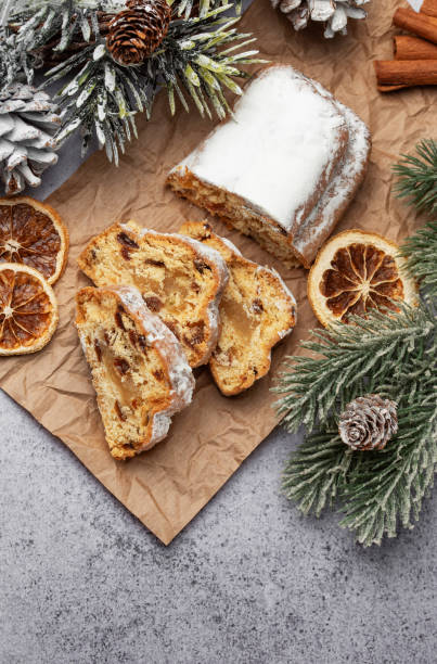 istock Christmas stollen with winter holidays decoration 1812901866