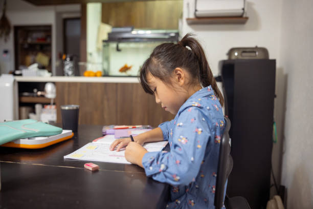 istock Little girl doing homework in dining room 1812902976