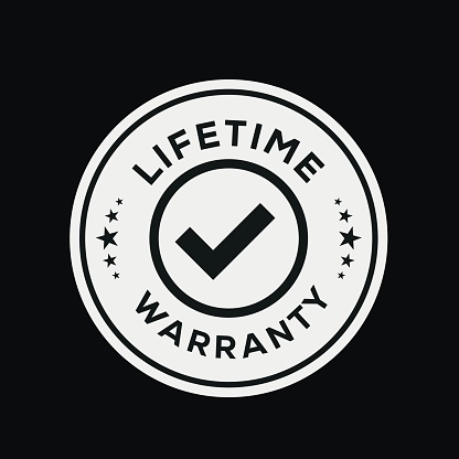 Lifetime warranty seal stamp, vector label.