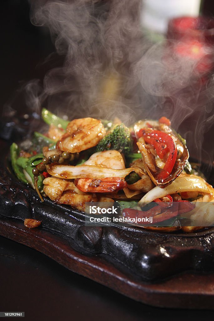 Seafood sizzling Appetizer Stock Photo