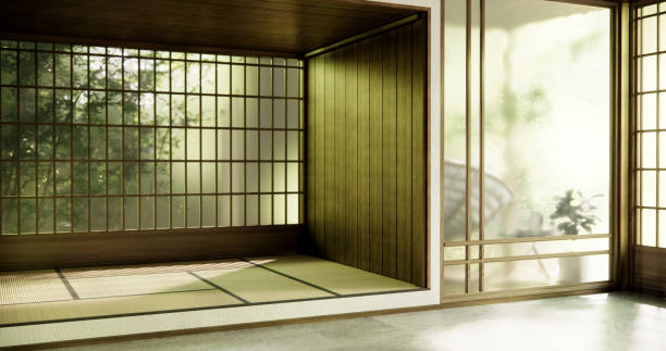 istock Interior, Empty room and tatami mat floor room modern style. 1812931493