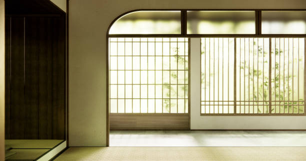 istock Interior, Empty room and tatami mat floor room modern style. 1812931514