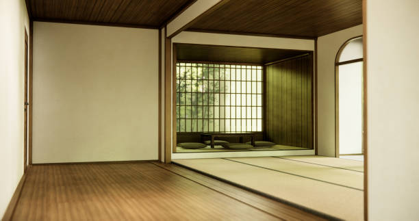 istock Interior, Empty room and tatami mat floor room modern style. 1812931727