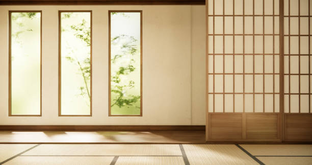 istock Interior, Empty room and tatami mat floor room modern style. 1812932092