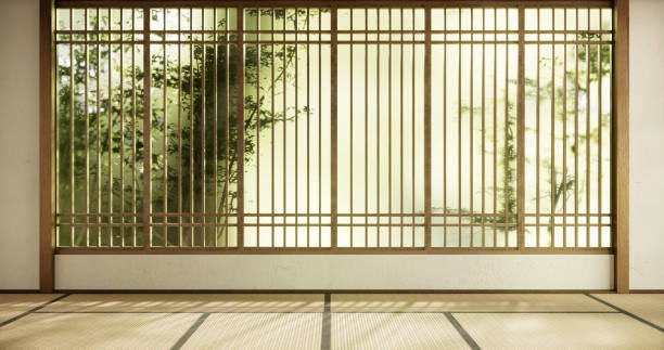 istock Interior, Empty room and tatami mat floor room modern style. 1812932601