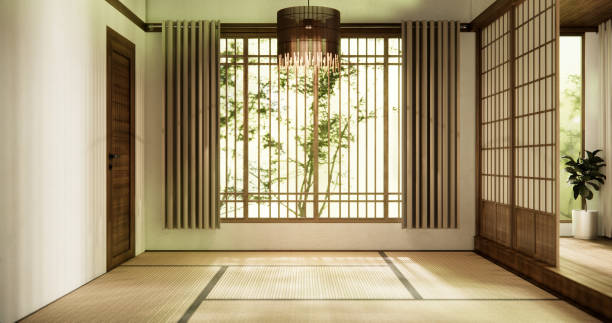 istock Interior, Empty room and tatami mat floor room modern style. 1812932686