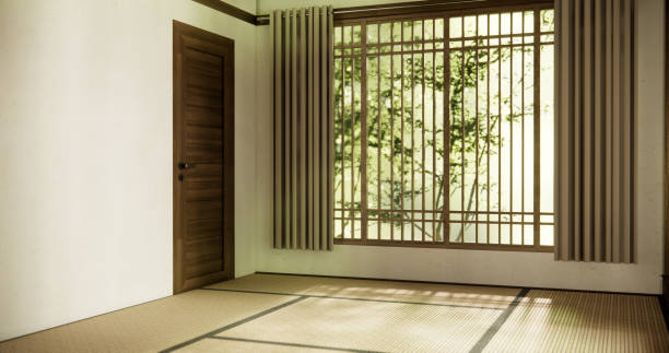 istock Interior, Empty room and tatami mat floor room modern style. 1812932695