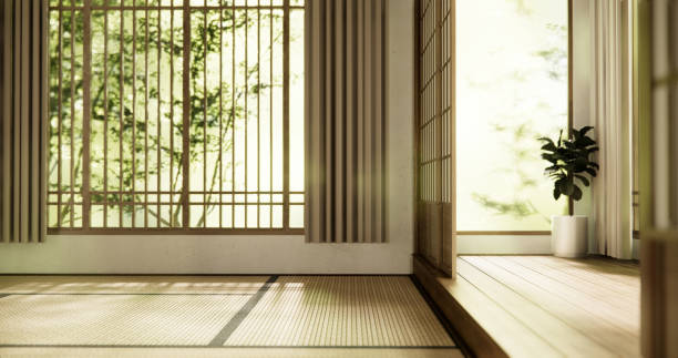 istock Interior, Empty room and tatami mat floor room modern style. 1812932704