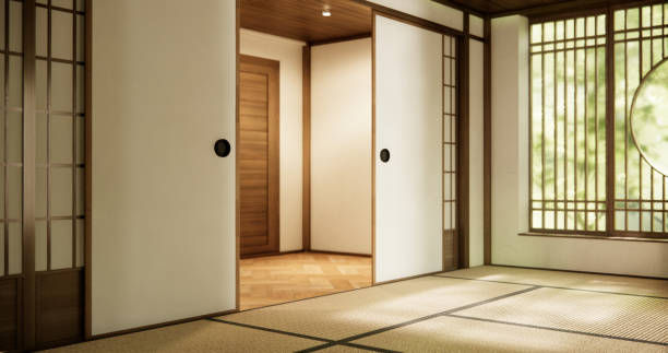 istock Interior, Empty room and tatami mat floor room modern style. 1812932721