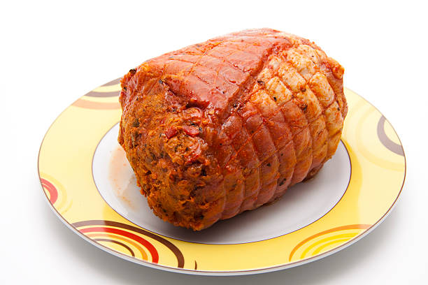 Pork rolling roasts  spicy and roasted on plate