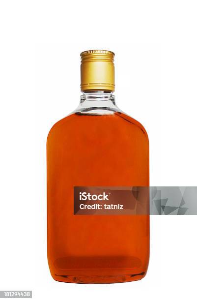 Bottle With Cognac Stock Photo - Download Image Now - Brandy Snifter, Brown, Close-up