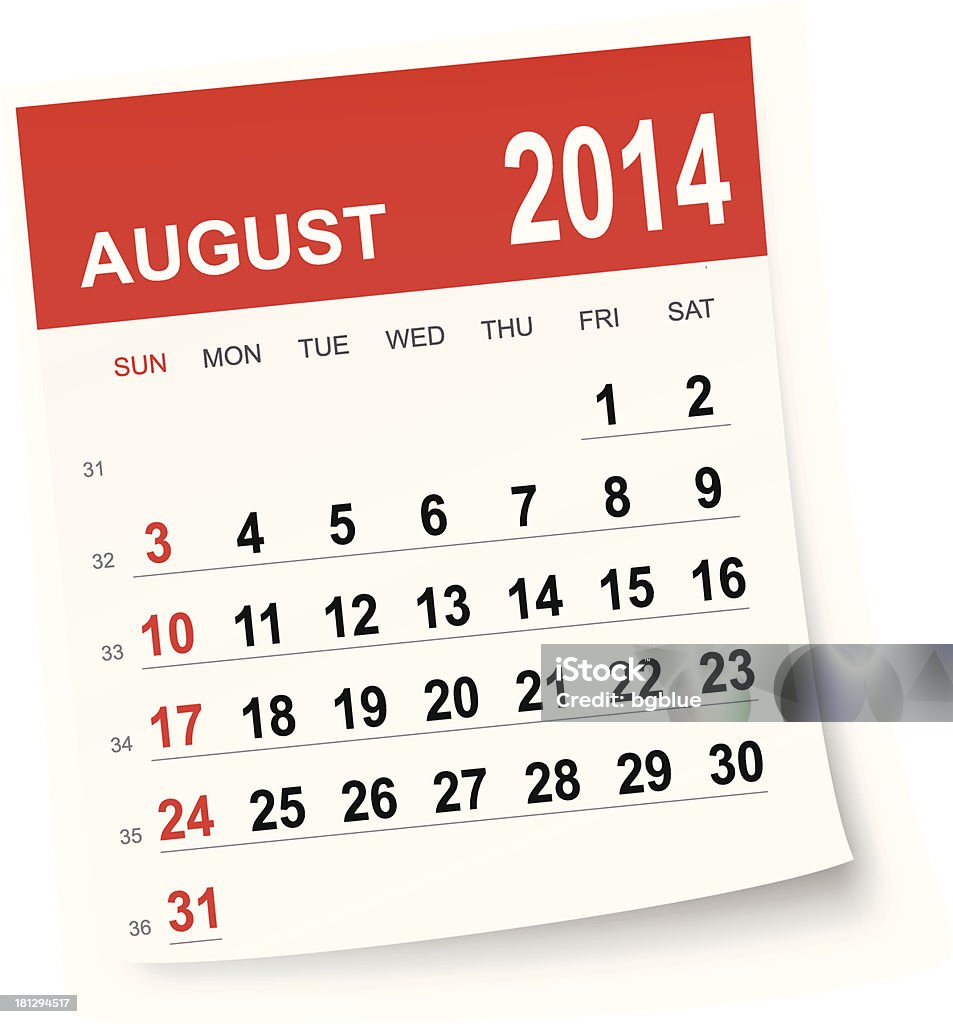 Kalendarz sierpień 2014 r. - Grafika wektorowa royalty-free (2014)