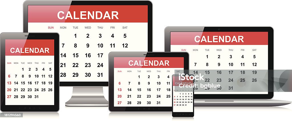 Kalendarz na sprzęt komputerowy - Grafika wektorowa royalty-free (Bez ludzi)