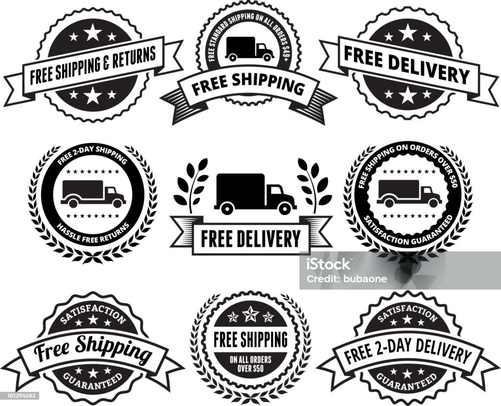 Free Delivery Black and White Badge Set 20-24 Years stock vector