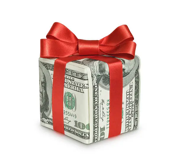 Photo of Money gift box with red ribbon