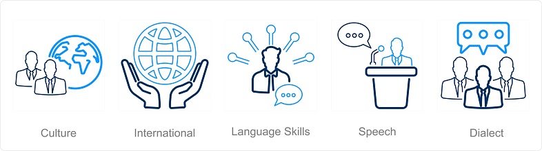 These are beautiful handcrafted pixel perfect Black and Blue Line Language icons