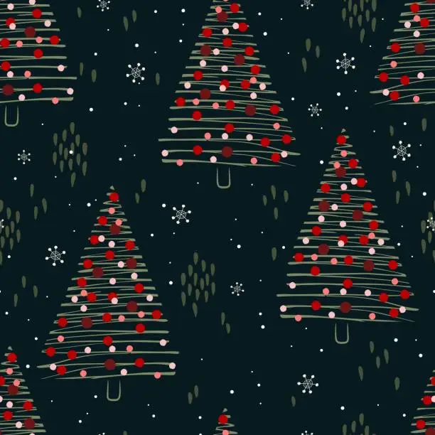 Vector illustration of Seamless pattern with christmas trees.