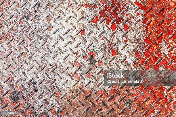 Red And White Diamond Pattern Metal Sheet Stock Photo - Download Image Now - Backgrounds, Design, Diamond Shaped