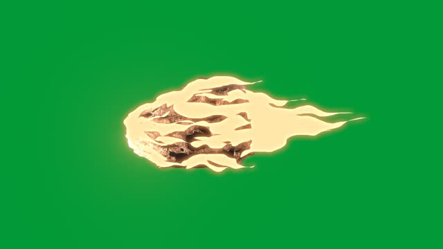 Burning asteroid or meteor animation with green screen