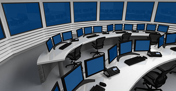 centro di controllo - telephone network control room foto e immagini stock