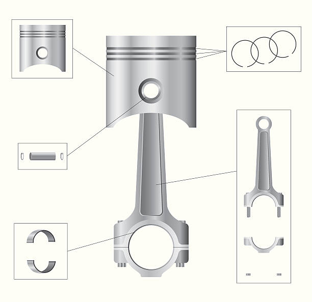 Piston And Connecting Rod Parts Stock Illustration - Download Image Now -  Aluminum, Bolt - Fastener, Car - iStock