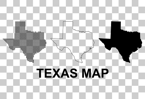 Set of Texas map shape, united states of america. Flat concept vector illustration .