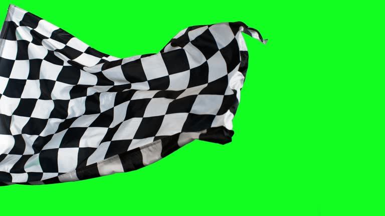 Checkered Race Flag Waving Continuously in the Wind, 1000fps.