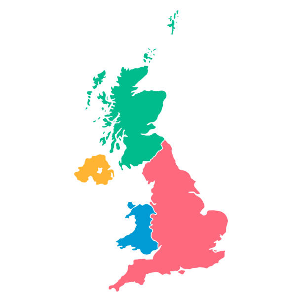 ilustrações, clipart, desenhos animados e ícones de o reino unido da grã-bretanha e irlanda do norte mapa, ilustração detalhada do vetor da web - uk map regions england