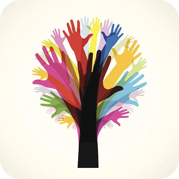 Vector illustration of Tree Made Of Hands