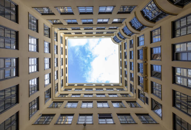 istock View of the sky in a courtyard 1813062685