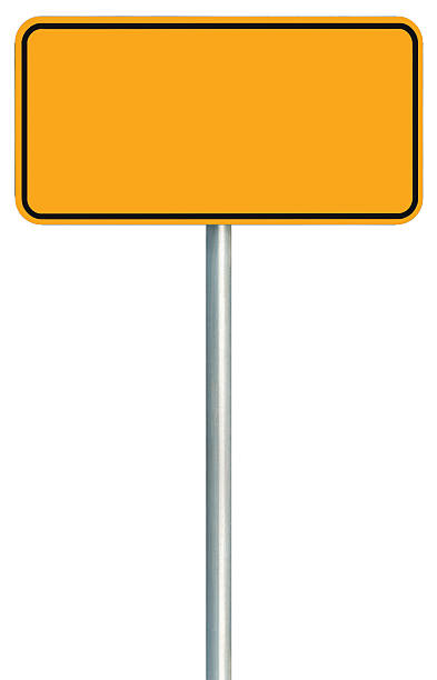 istock Blank Yellow Road Sign Isolated, Large Warning Copy Space Signpost 181306648