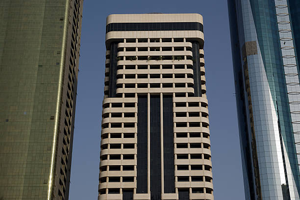 Dubai office building from below stock photo