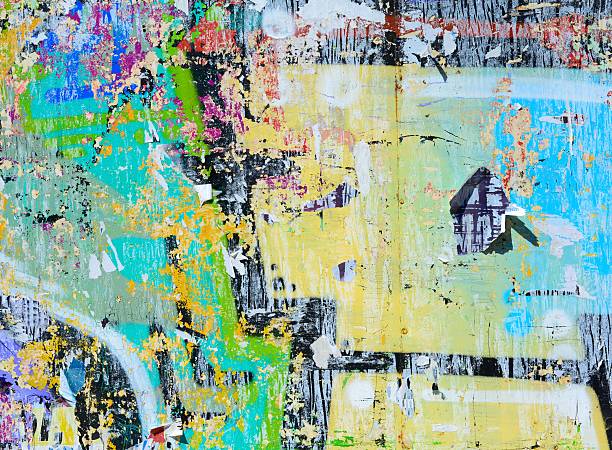 istock Old peeling paint grunge background / Torn poster 181307226