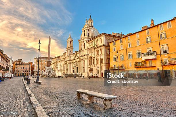Overview Of Piazza Navona Rome Stock Photo - Download Image Now - Town Square, Rome - Italy, Piazza Navona